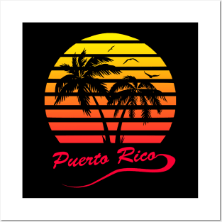 Puerto Rico 80s Tropical Sunset Posters and Art
